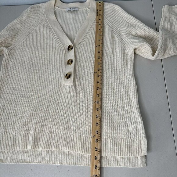 Madewell Ribbed Lyle Henley Pullover Knit Sweater Size M Cream ma741 - Picture 6 of 7